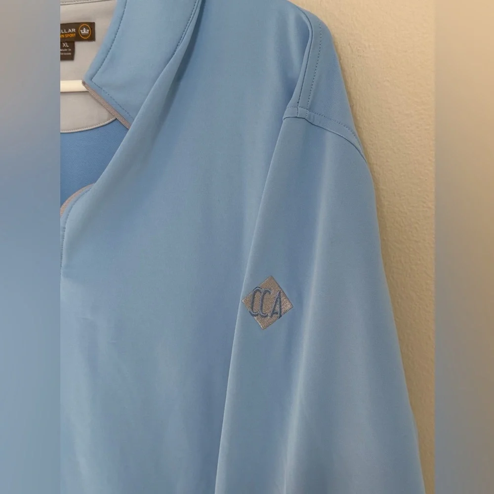 Peter Millar Crown Sport Mens XL Perth Cross-Hatch Performance 1/4 Zip Blue Golf - Picture 6 of 13
